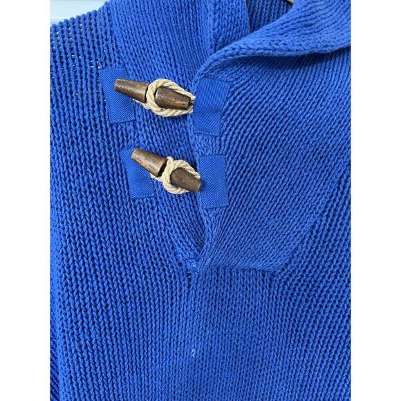 Polo Ralph Lauren Cable Knit Toggle Sweater Knit Linen/cotton Navy Large Vtg - Picture 7 of 8